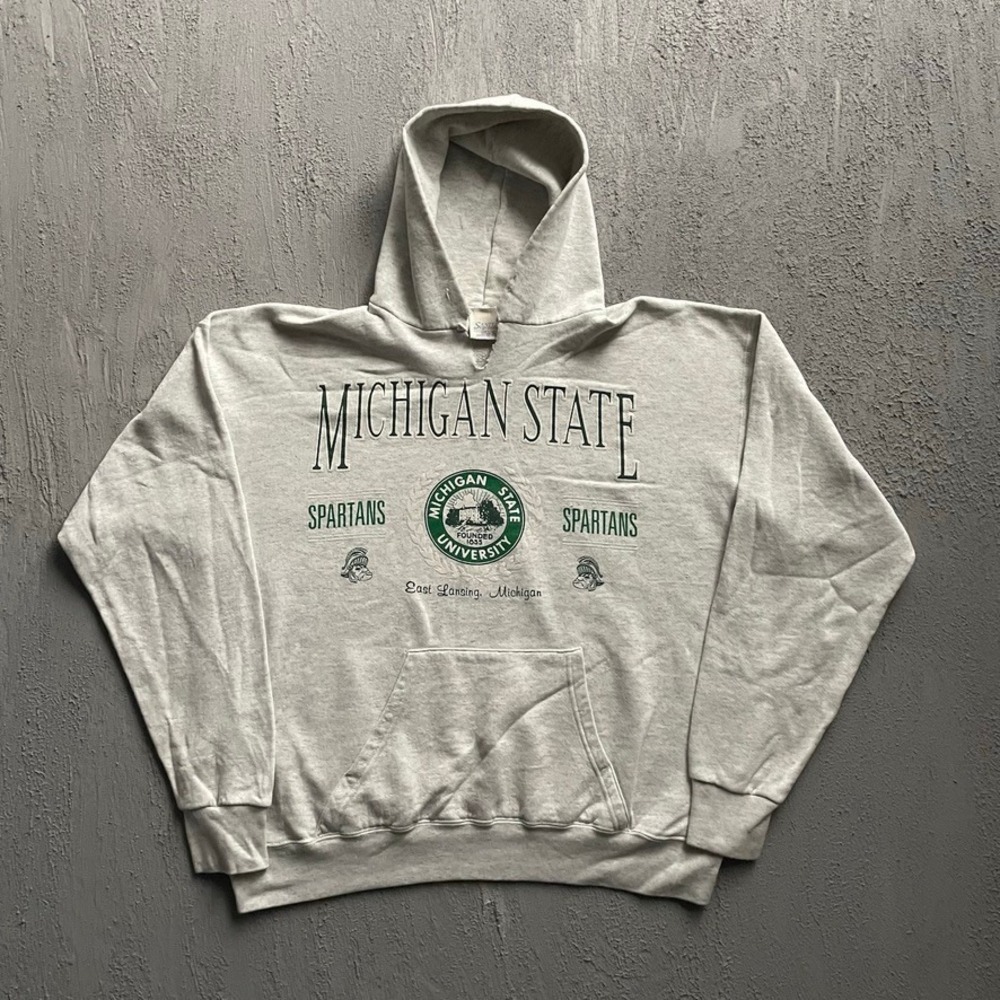 Vintage Michigan State Spartans Hoodie Mens XL Grey 90s Santee Sweats